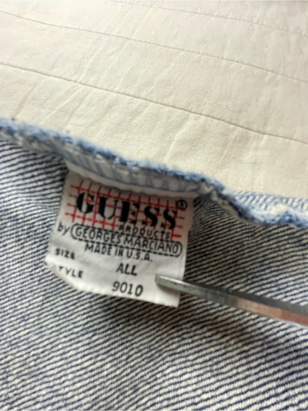VTG 90s GUESS acid washed Denim Tote Bag in Washed Blue with Logo